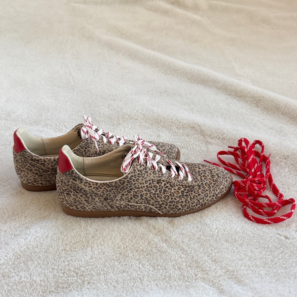 Dolce Vita Laini Leopard Print Sneakers with Red Details
